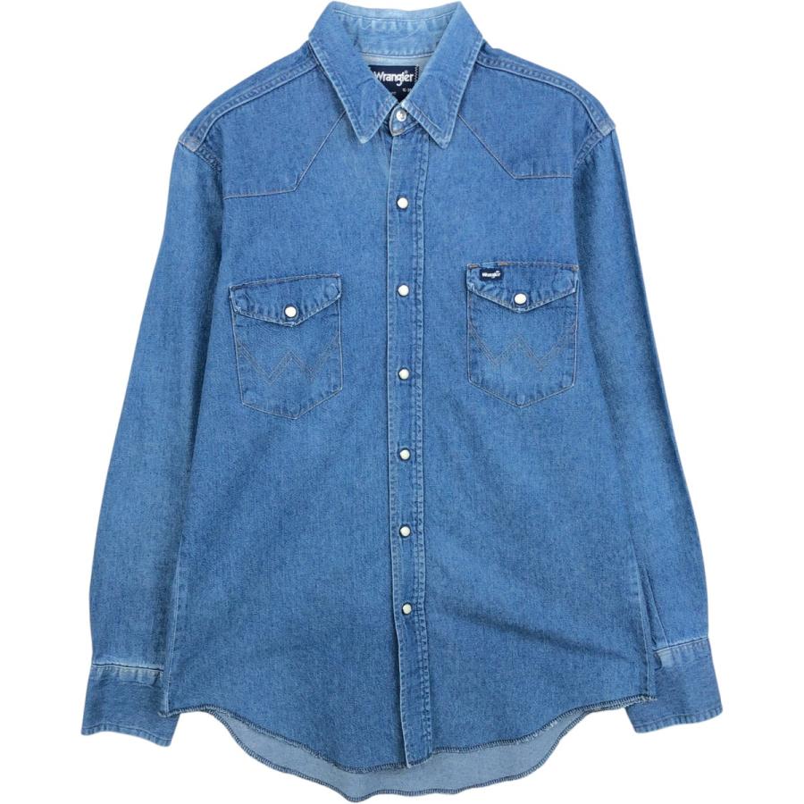古着 80~90年代 ラングラー Wrangler 長袖 デニムウエスタンシャツ メンズL相当 ヴィンテージ/eaa652010 Wrangler（ラングラー） 古着 80~90年代 長袖 デニムウエスタンシャツ