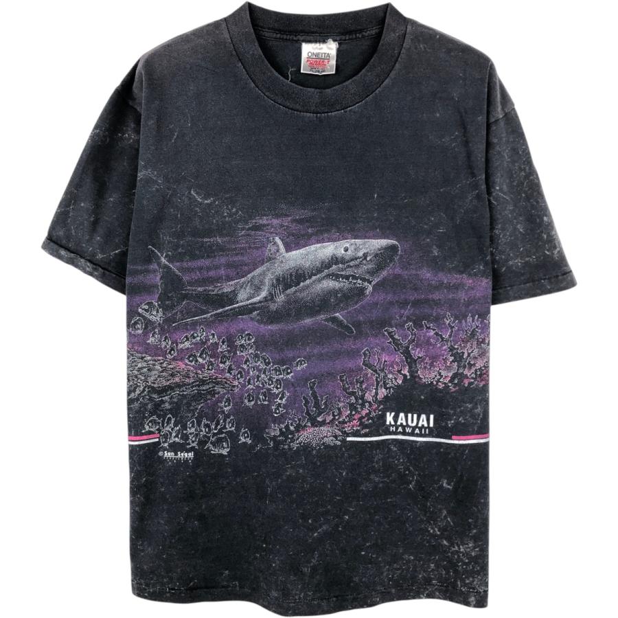 古着 90年代 オニータ ONEITA POWER-T サメ柄 アニマルTシャツ USA製