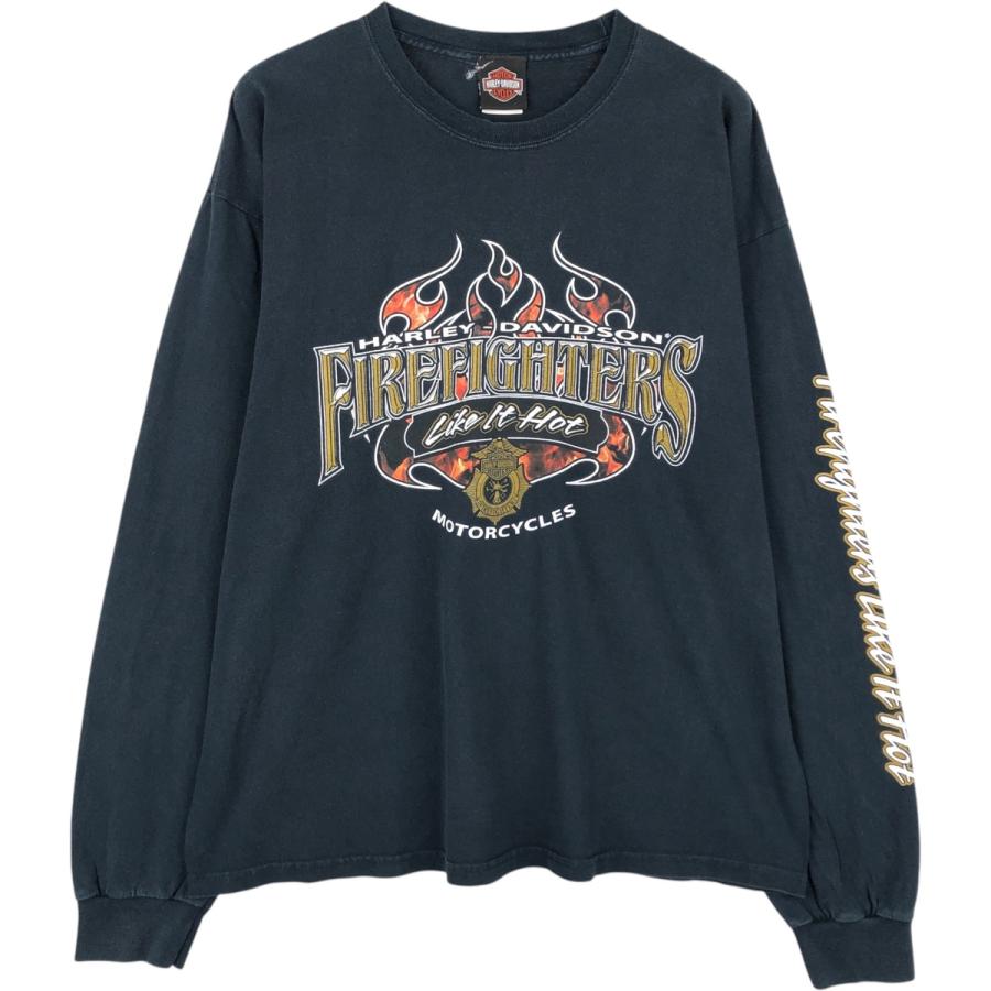Harley-Davidson 長袖カットソー ファイヤーパターン 古着 ハーレーダビッドソン Harley-Davidson ファイヤーパターン