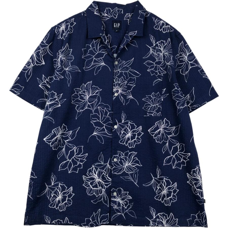 00S OLD GAP 小紋柄 オープンカラーシャツ アロハシャツ ギャップ GAP（ギャップ） 古着 00年代 総柄 花柄 オープンカラー ハワイアン