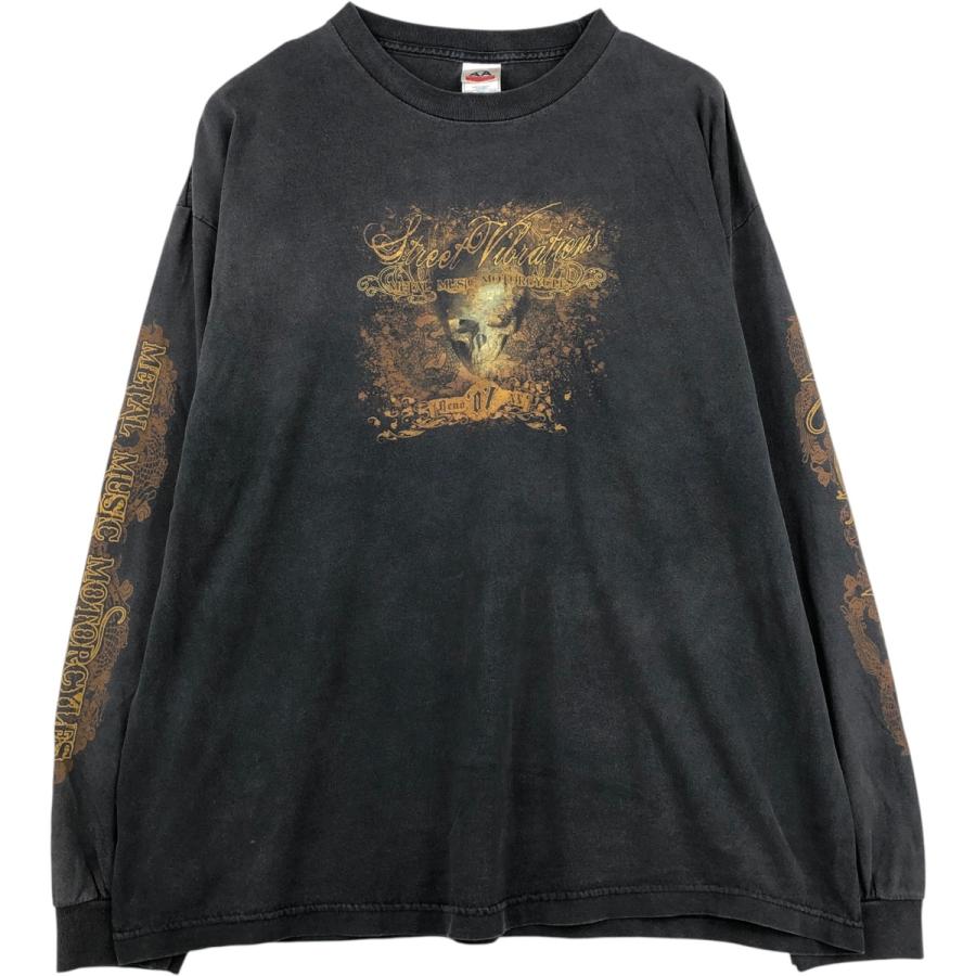 古着 ALSTYLE ドクロ柄 スカル柄 ロングTシャツ ロンT メンズXXL相当