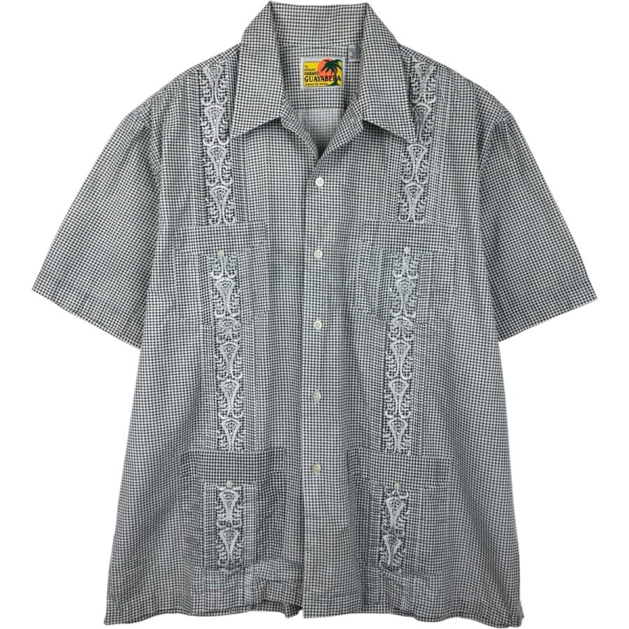 HABAND GUAYABERA 開襟 半袖キューバシャツ 古着 THE GENUINE HABAND GUAYABERA チェック柄 半袖 オープンカラー