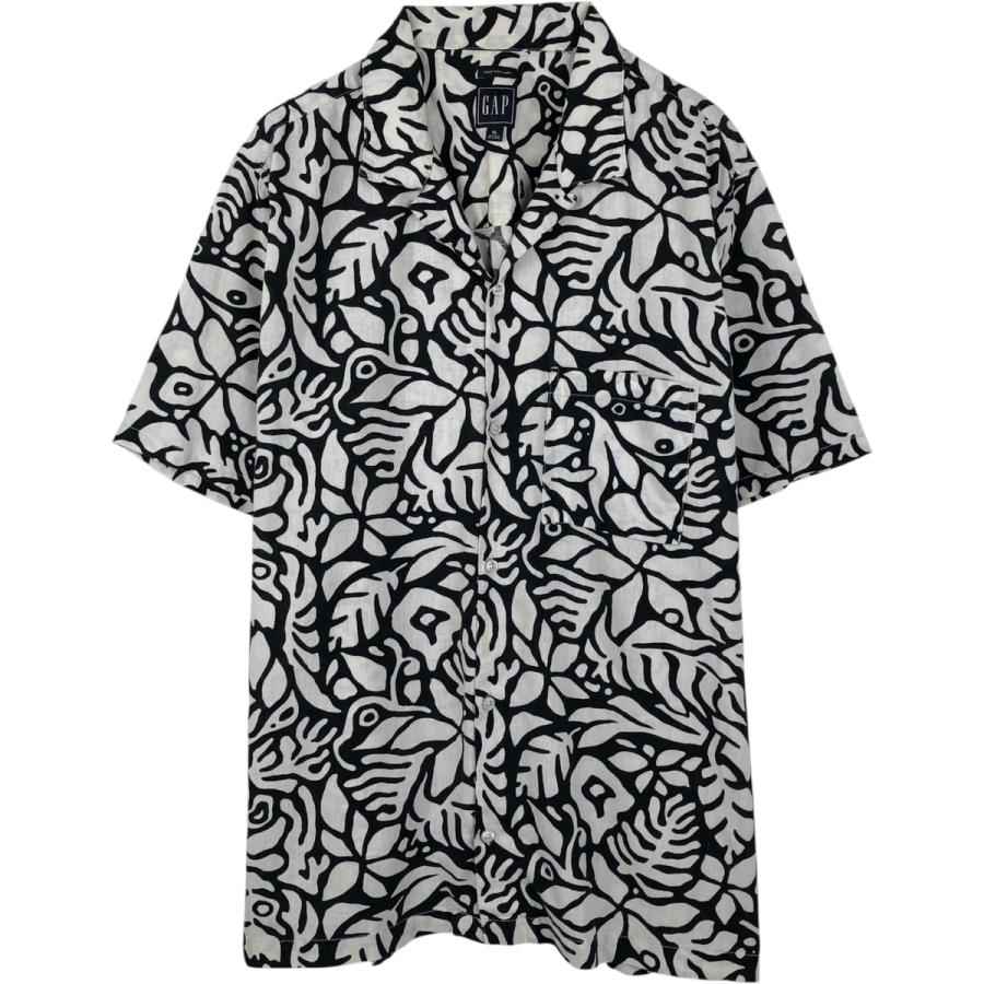 古着 ギャップ GAP MADE WITH LINEN 総柄 半袖 オープンカラー コットン×リネンシャツ ボックスシャツ メンズXL相当/eaa655818 GAP（ギャップ） 古着 GAP MADE WITH LINEN 総柄 半袖 オープンカラー