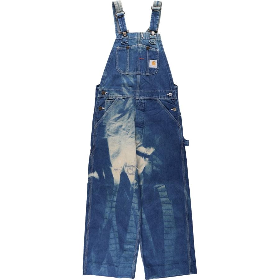 Carhartt デニムオーバーオール　中古品・古着 36×32 Carhartt（カーハート） 古着 ペイント デニムオーバーオール USA製