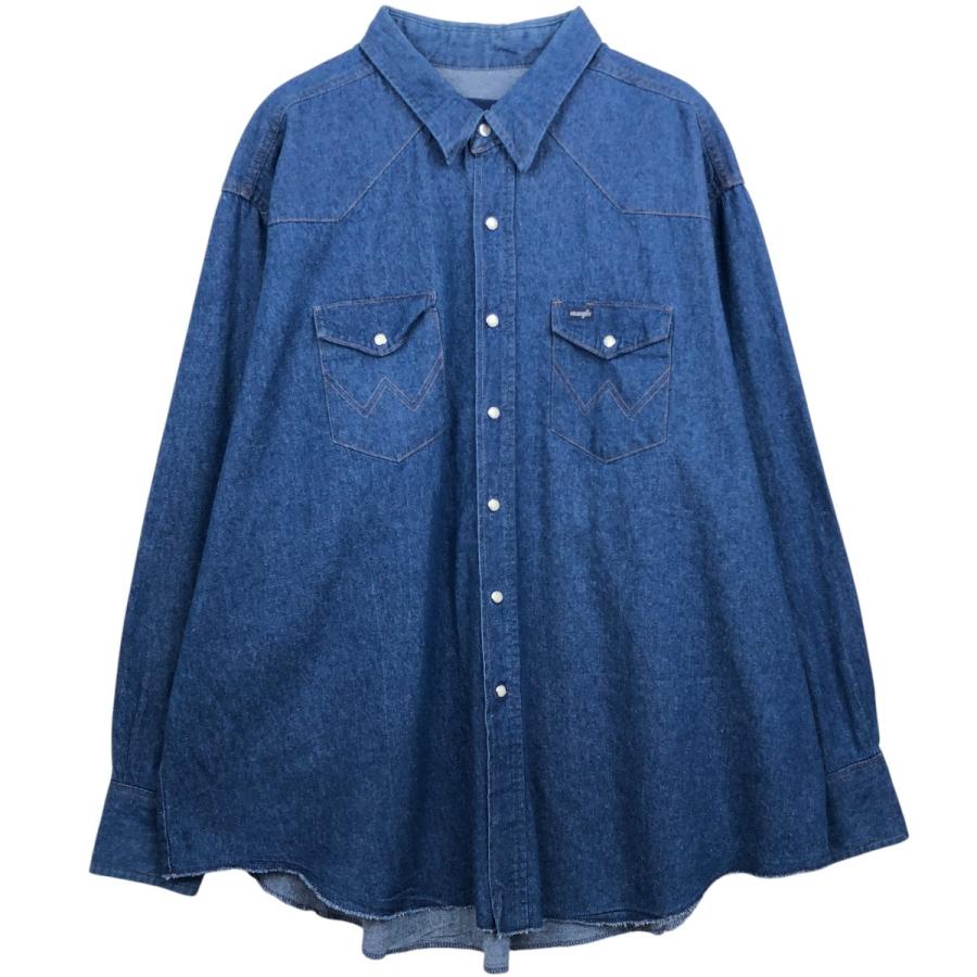 Wrangler（ラングラー） 古着 80~90年代 長袖 デニムウエスタンシャツ 