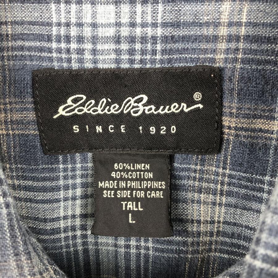 古着 エディーバウアー Eddie Bauer チェック柄 半袖 リネンシャツ ボックスシャツ メンズL相当/eaa660262 Eddie Bauer（エディーバウアー） 古着 チェック柄 半袖 リネンシャツ