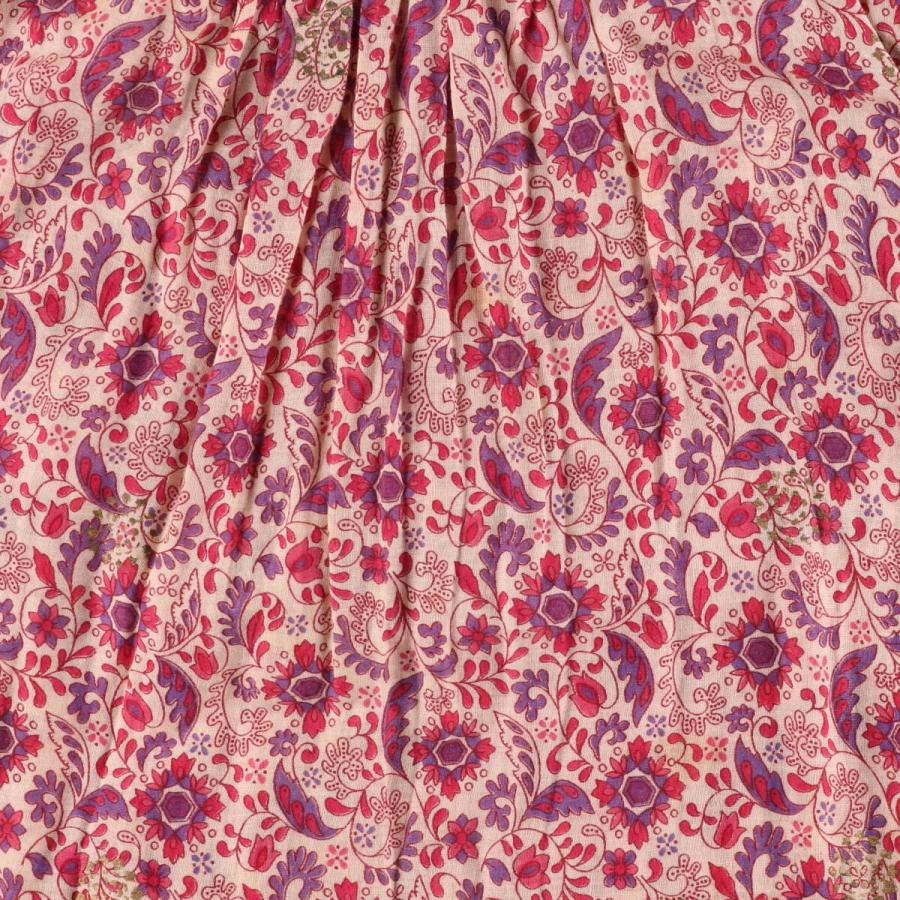 古着 ゴールドスタンプ マキシ丈 長袖 タイト インド綿 ワンピース  