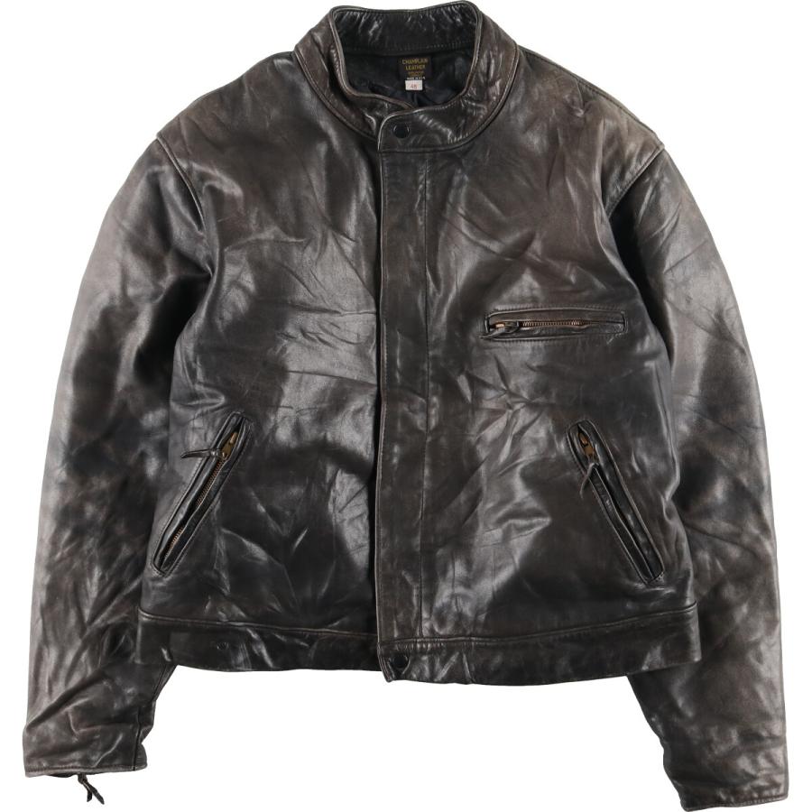 古着 CHAMPLAIN LEATHER シングルライダースジャケット USA製 メンズ  
