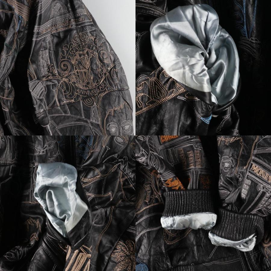 古着 ビッグサイズ 90~00年代 スカーフェイス SCARFACE 総柄 レザー