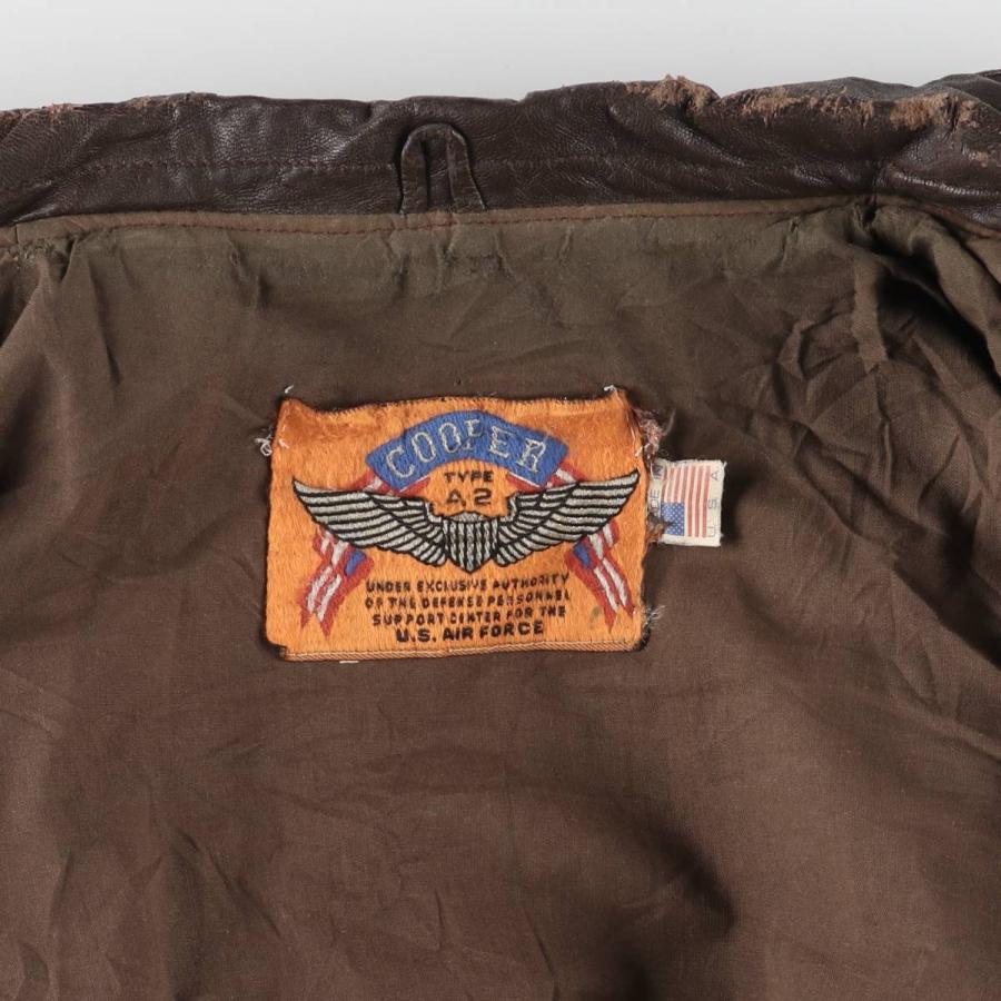 90sヴィンテージUSA製 COOPER レザージャケット タイプA-2 茶 M 90年代 COOPER A-2タイプ レザージャケット ゴートレザー メンズ