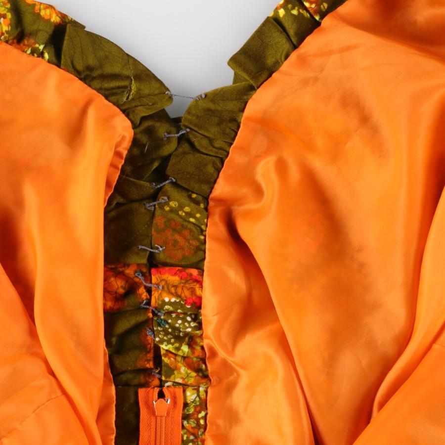 古着 70年代 Alice 総柄 前開き マキシ丈 タイトスカート レディースL  