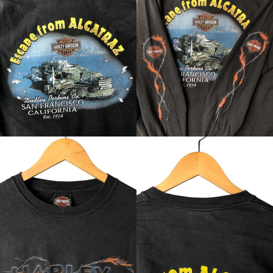 10sアメリカ製ブラックサーマルロンTビンテージハーレーTシャツロンT黒古着 古着 ハーレーダビッドソン Harley-Davidson ロングTシャツ ロン