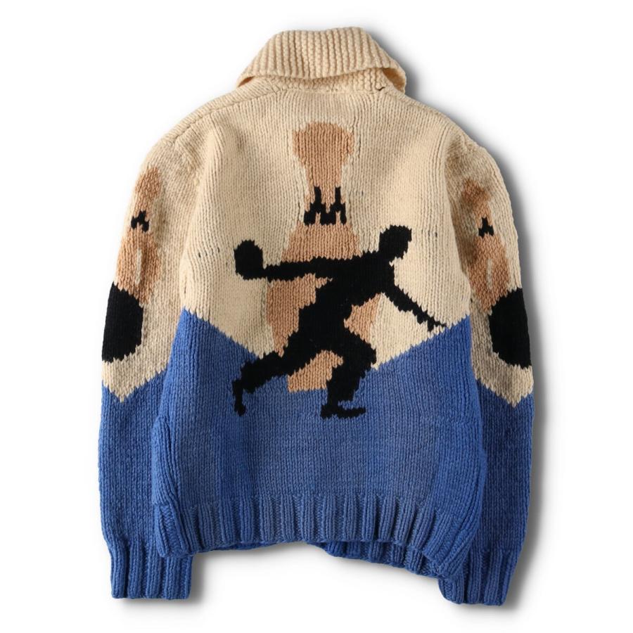 古着 60~70年代 UNKNOWN 総柄 ボーリング柄 カウチンセーター メンズM