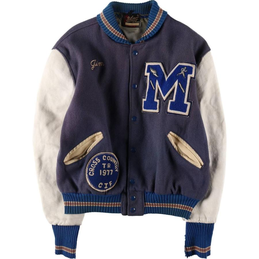 古着 60年代 Whiting 袖革ウールスタジャン アワードジャケット バー