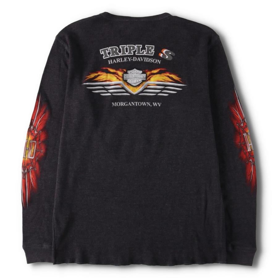 ハーレーダビットソン スカル ドクロ フレイムス ファイヤー ロンT 袖