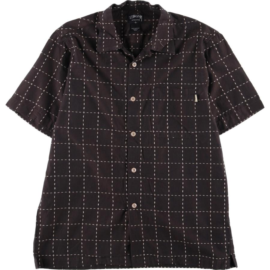 STUSSY / 半袖シャツ/S/コットン/BLU/チェック STUSSY 古着 00年代~ ステューシー チェック柄 半袖 オープンカラー