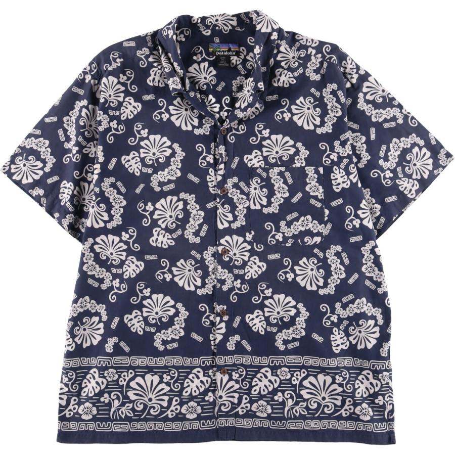 patagonia - パタゴニア パタロハ アロハシャツ カジュアル 花柄 半袖 S 青 patagonia 古着 パタゴニア パタロハ 総柄 花柄 オープンカラー