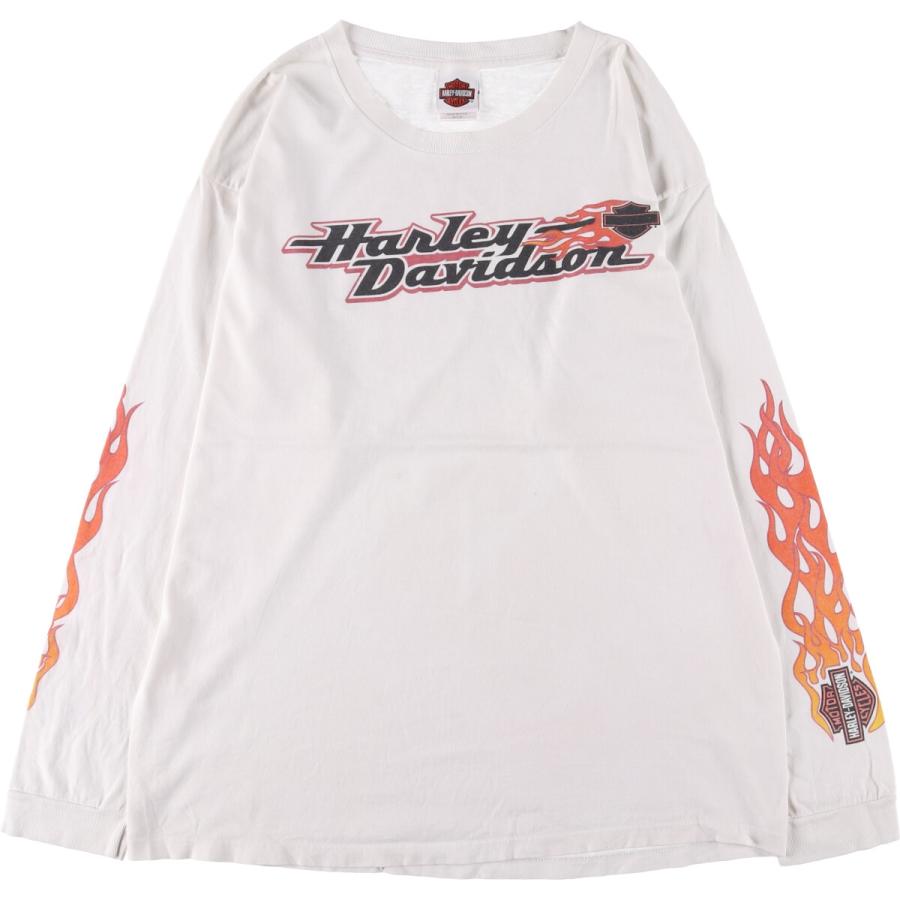 00s USA製 HARLEY DAVIDSON ハーレー ファイヤー ロンT 古着 00s USA製 HARLEY DAVIDSON ファイヤー エンブレム 長袖 T