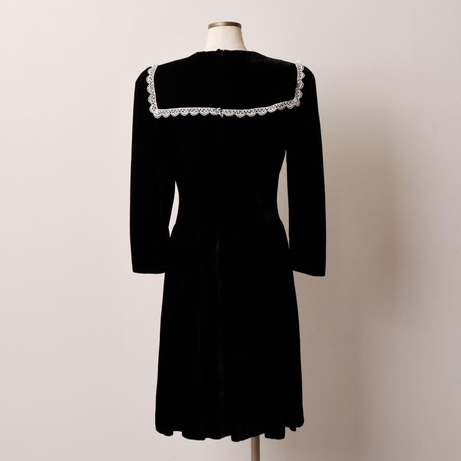 古着 80年代 ガンネサックス GUNNE SAX ハーフ丈 ベロア 長袖 フレア ワンピース USA製 レディースXS相当 ヴィンテージ /evb030353_1