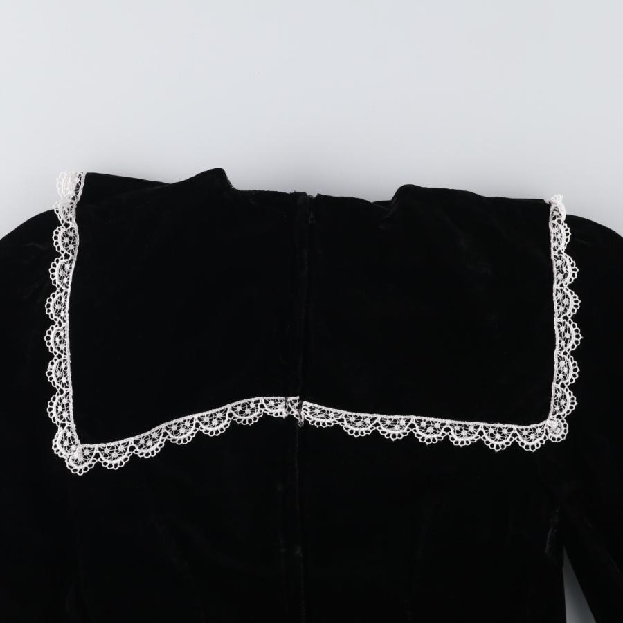 古着 80年代 ガンネサックス GUNNE SAX ハーフ丈 ベロア 長袖 フレア ワンピース USA製 レディースXS相当 ヴィンテージ /evb030353_6