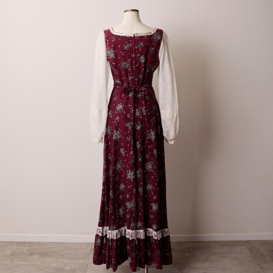 古着 70年代 ガンネサックス GUNNE SAX Jessica 花柄 マキシ丈 長袖 