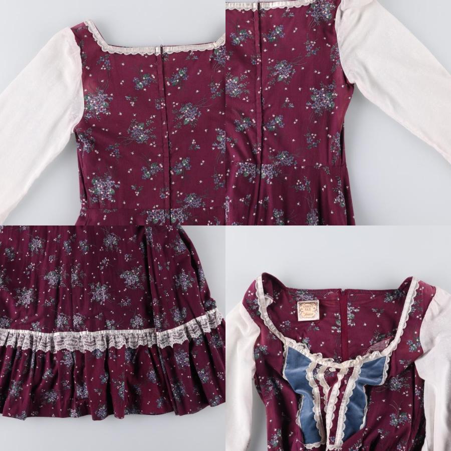 古着 70年代 ガンネサックス GUNNE SAX Jessica 花柄 マキシ丈 長袖 