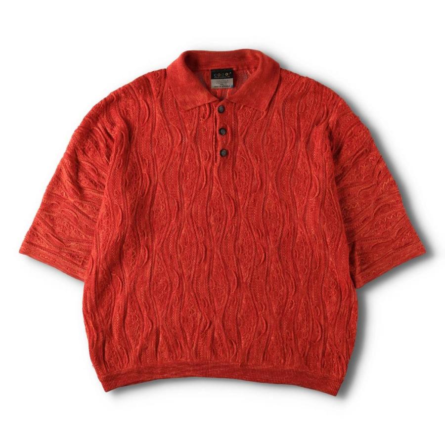 古着 クージー COOGI BASICS 総柄 五分丈 襟付き 3Dニット ハーフ 