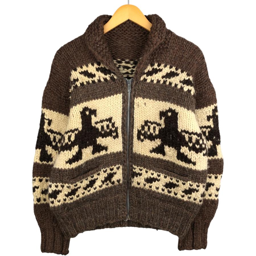 古着 総柄 サンダーバード柄 カウチンセーター メンズM相当