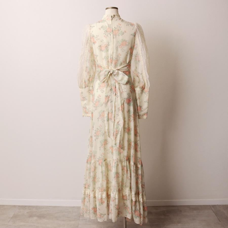 古着 70年代 ガンネサックス GUNNE SAX Jessica 花柄 マキシ丈 長袖 