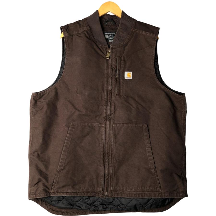 大人気】良品 カーハート ダックベスト XL ダークブラウン