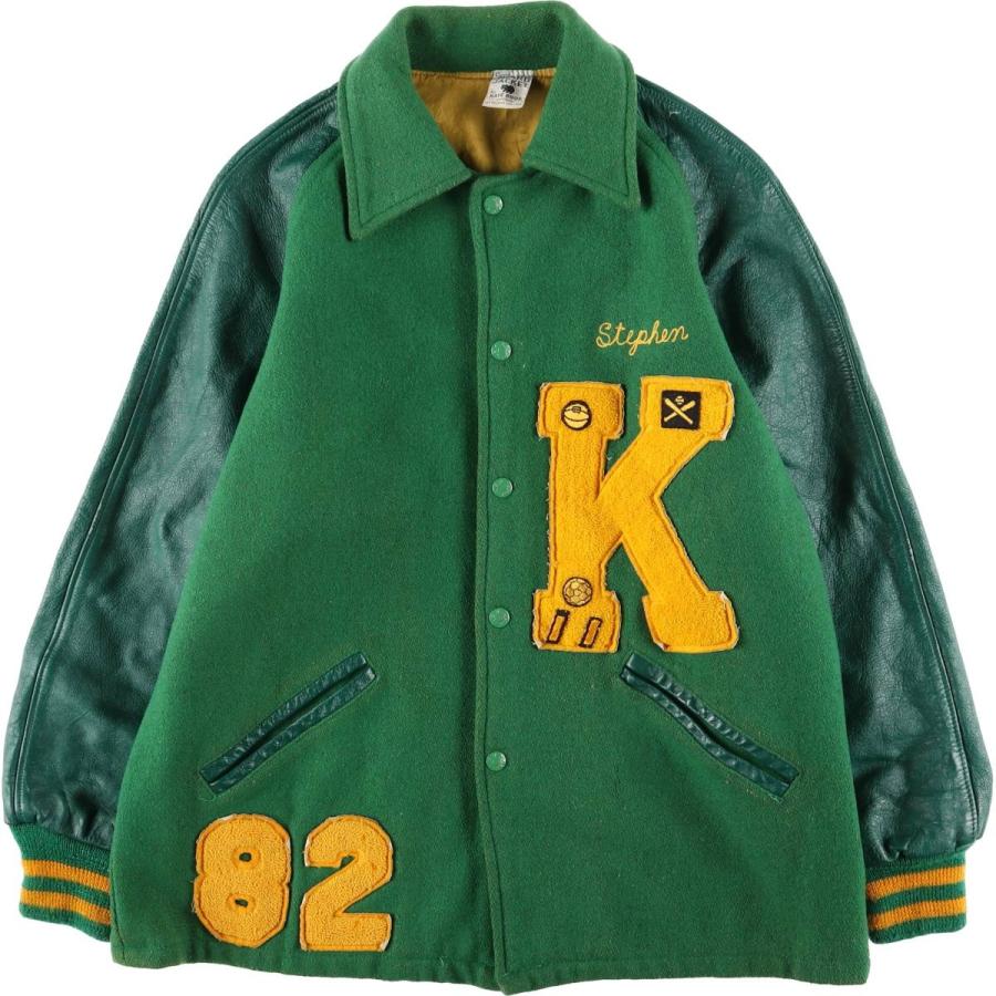 古着 80年代~ KAYE BROS 襟付き カットオフ 袖革ウールボタン