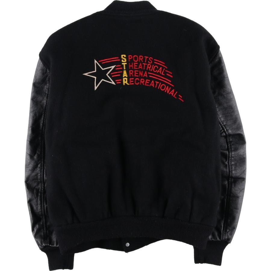 古着 80年代 バトウィン BUTWIN 中綿入り 袖革ウールボタンスタジャン