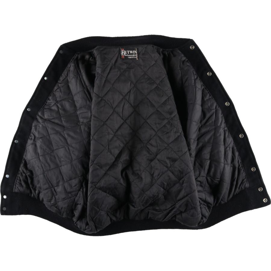 古着 80年代 バトウィン BUTWIN 中綿入り 袖革ウールボタンスタジャン