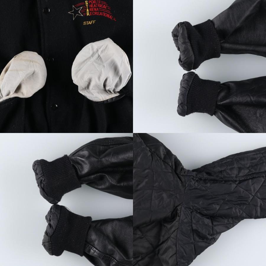 古着 80年代 バトウィン BUTWIN 中綿入り 袖革ウールボタンスタジャン