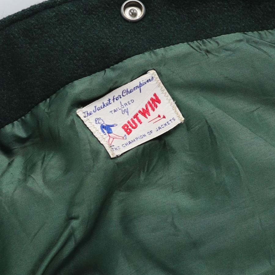 古着 60年代 バトウィン BUTWIN 袖革ウールボタンスタジャン バー
