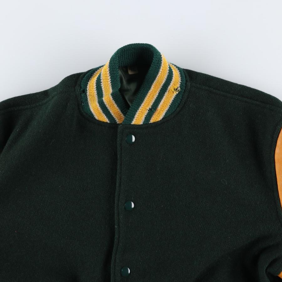 古着 60年代 バトウィン BUTWIN 袖革ウールボタンスタジャン バー