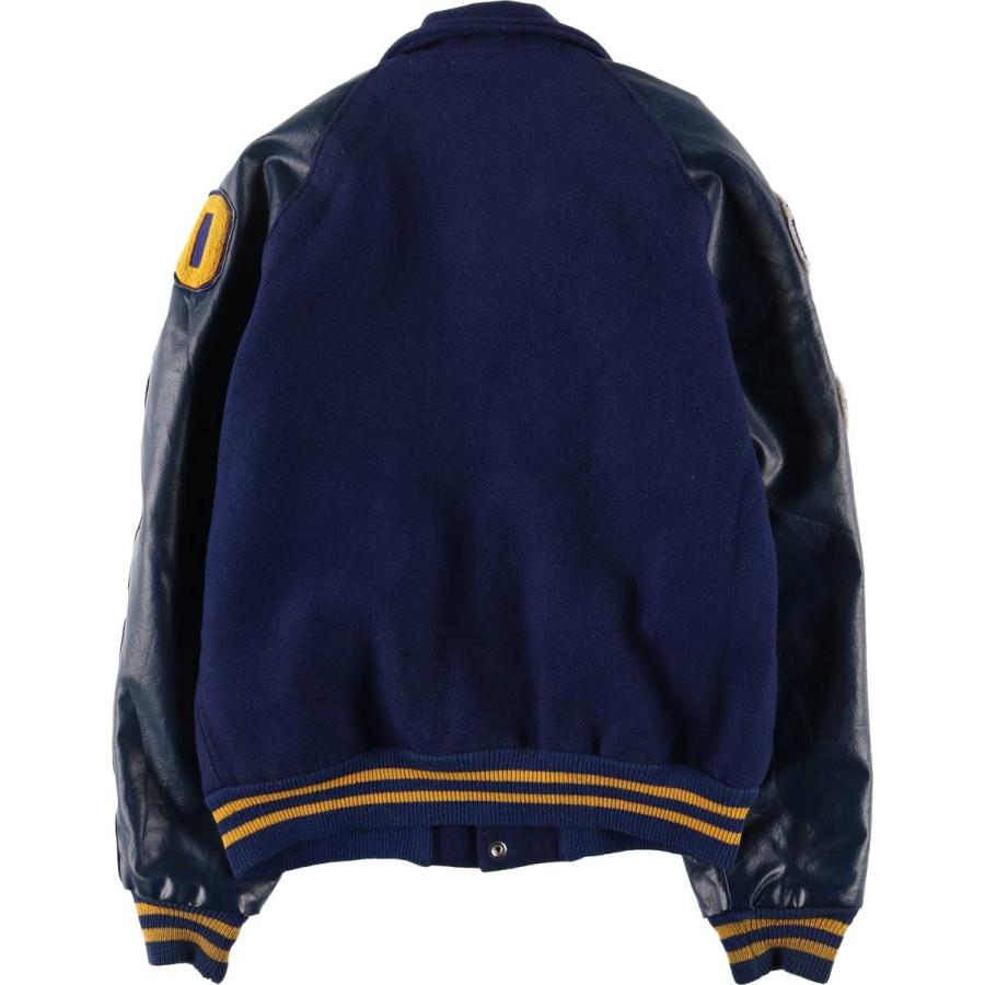 古着 ~80年代 HOWE 襟付き 中綿入り 袖革ウールボタンスタジャン バー