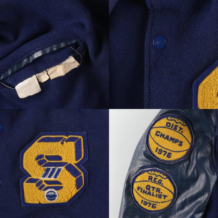 古着 ~80年代 HOWE 襟付き 中綿入り 袖革ウールボタンスタジャン バー