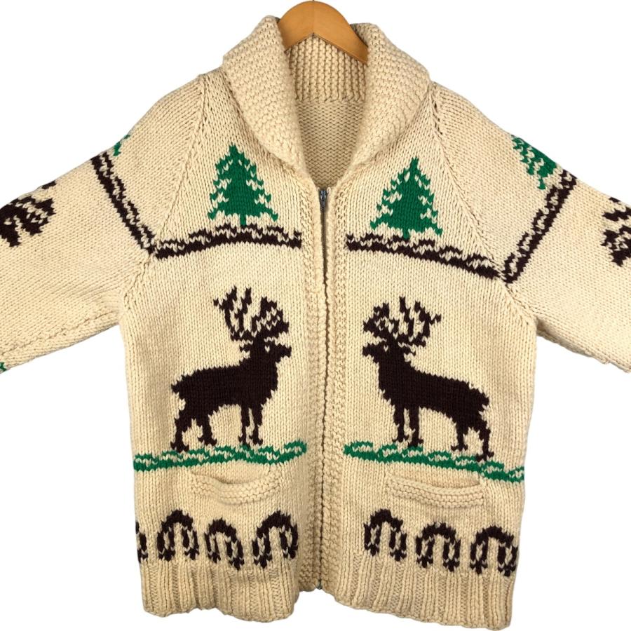 古着 50~60年代 総柄 トナカイ柄 カウチンセーター メンズXL相当