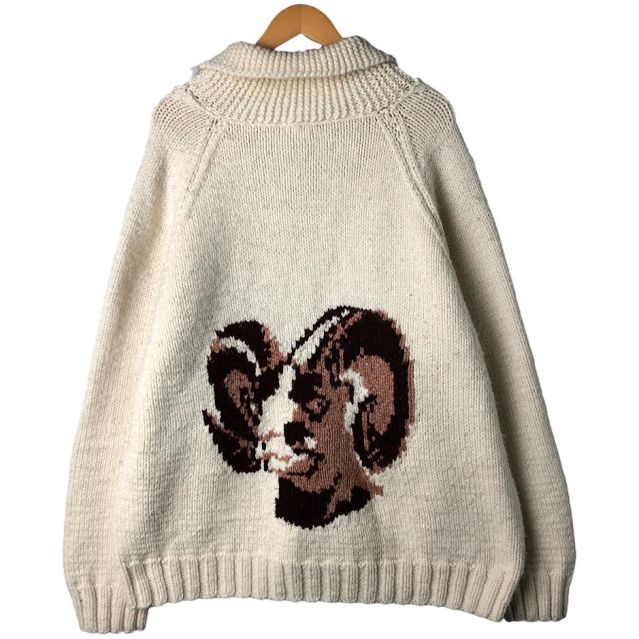 古着 ~70年代 Barbara アニマル柄 ヤギ柄 カウチンセーター メンズXL