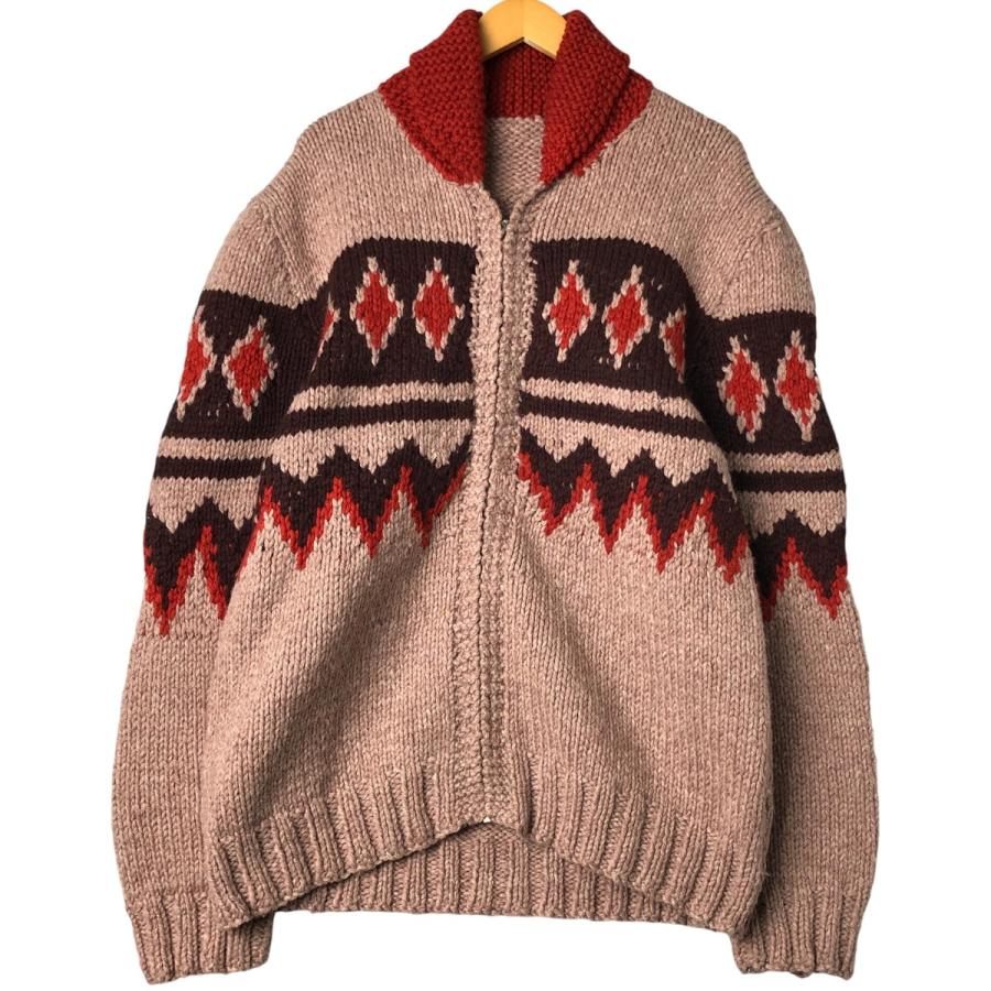 古着 60~70年代 UNKNOW 総柄 カウチンセーター メンズL相当