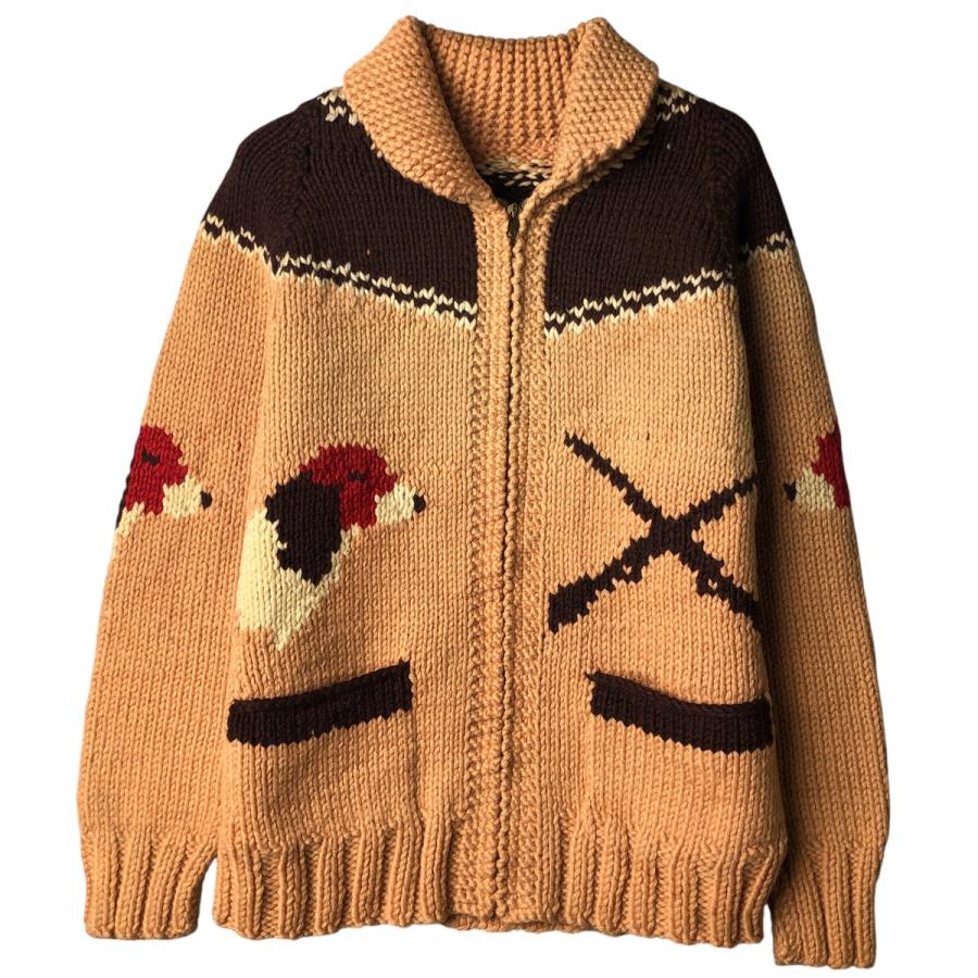 古着 60年代 LARK OATS 総柄 カウチンセーター メンズM相当