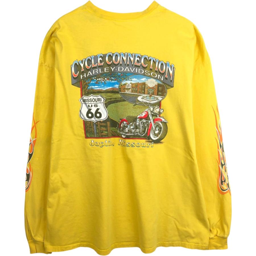 Harley-Davidson エンジン ファイヤーパターン Tシャツ 古着 00年代 ハーレーダビッドソン ファイヤーパターン モーター