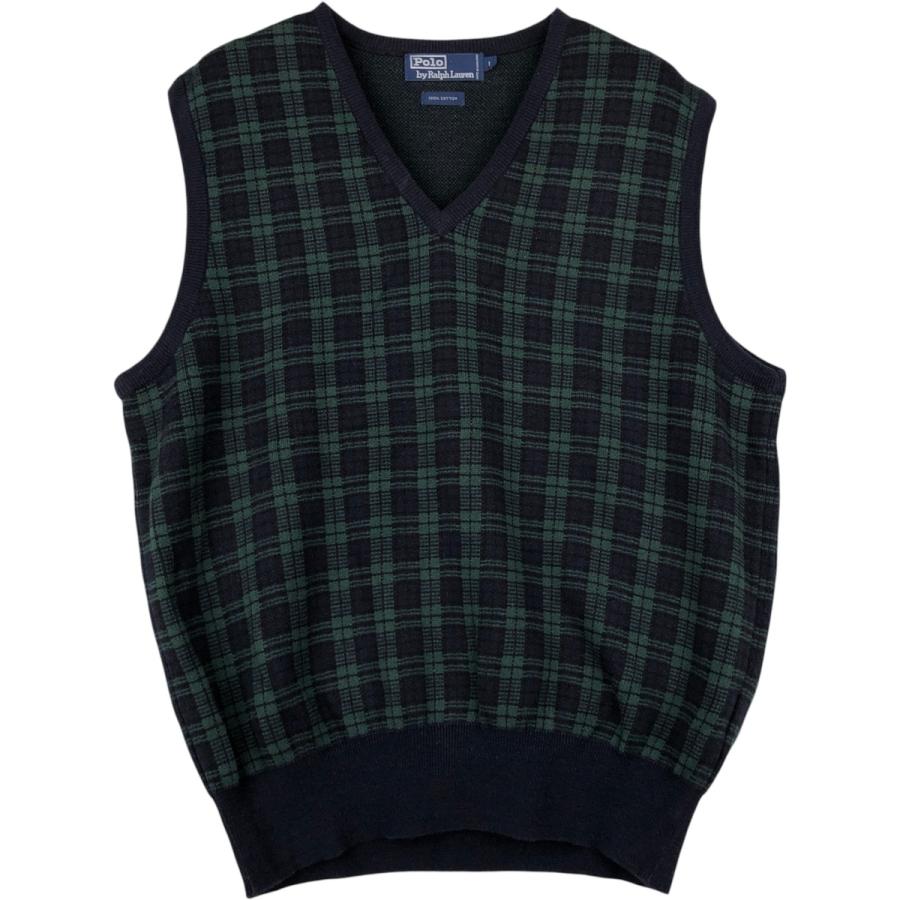 古着 ラルフローレン Ralph Lauren POLO by Vネック コットンニット