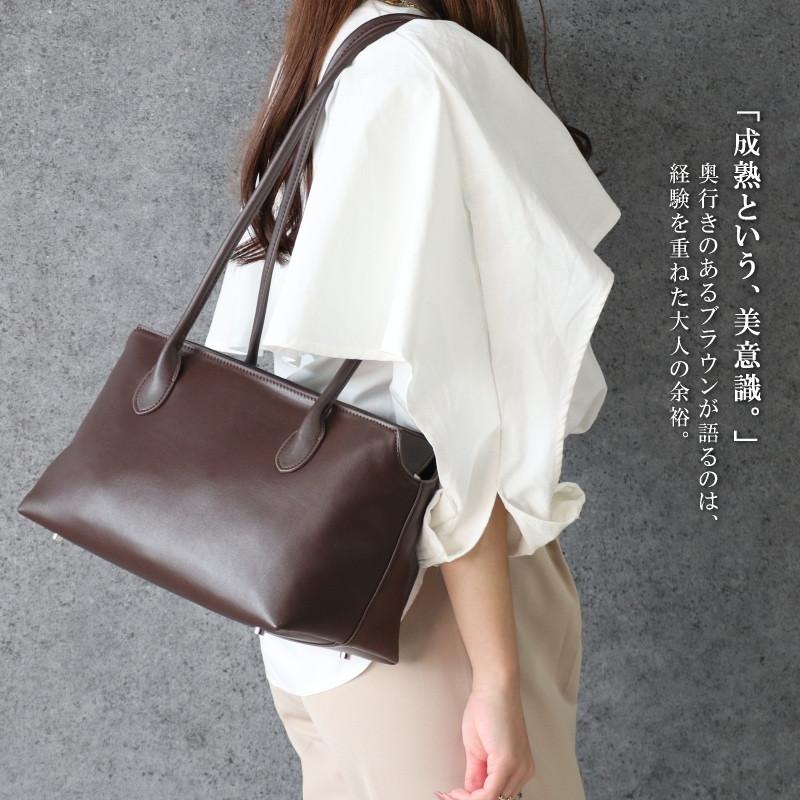 本革 バッグ レディース 横長 トートバッグ ショルダーバッグ 牛革 レザー 本皮 あおりポケット  横型 肩掛け シンプル おしゃれ  jamu ジャムウ【マーヤ】 |  | 05