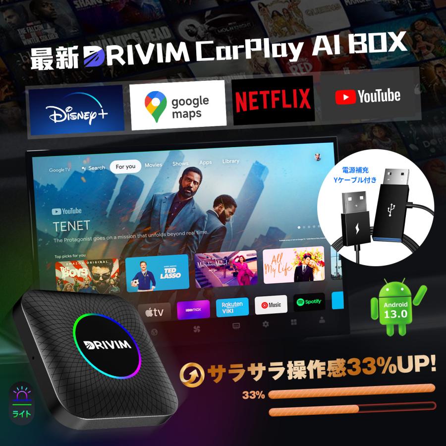 2024最新モデル CarPlay AI Box Android 13.0 アダプター 【超
