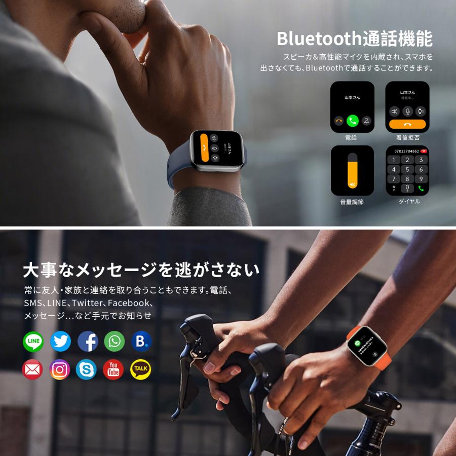 スマートウォッチ 通話機能付き 1.83インチ大画面 Bluetooth5.2 新登場 1.83インチ超大画面 スマートウォッチ 薄型 軍用規格 Bluetooth