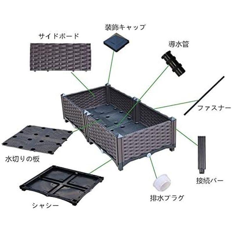 【希少】 Aeon hum 組立式ガーデンボックス プランターボックス プラスチック 園芸 鉢植え入れ 花、植物、野菜栽培 自由組立 滑車付け ブラウ 【1901517503】(9806円)