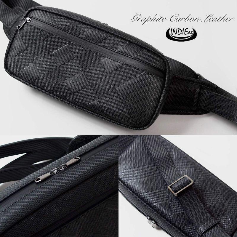 INDIEee インディ グラフィット カーボンレザー スマート ボディバッグ ウエストバッグ 人気 おしゃれ レザー 本革 ケース シン 　 INDIEee インディ グラフィット カーボンレザー スマート ボディバッグ ウエストバッグ 人気 おしゃれ レザー 本革 ケース シン