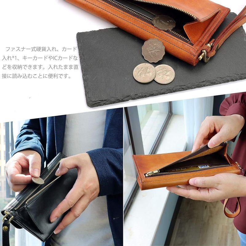 お値下げ IJUN 長財布 本革 メンズ リストレットバッグ 小銭入れ付き タンニンなめし革 ヌメ革 【1982740373】(10226円)